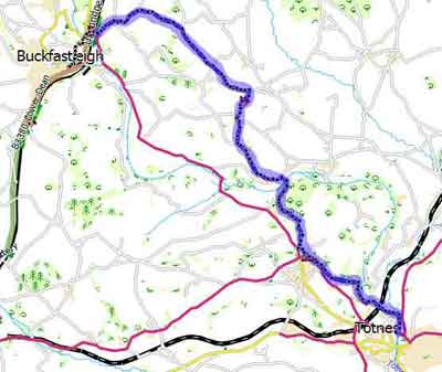 Map of Totnes to Buckfastleigh Walk