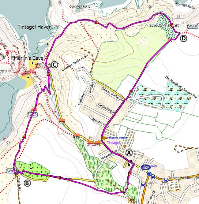 Map of Tintagel walk