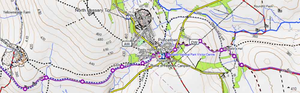 Dartmoor Way on Map of Southwest for Garmin devices