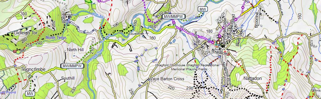 Dartmoor Way on Map of Southwest for Garmin devices