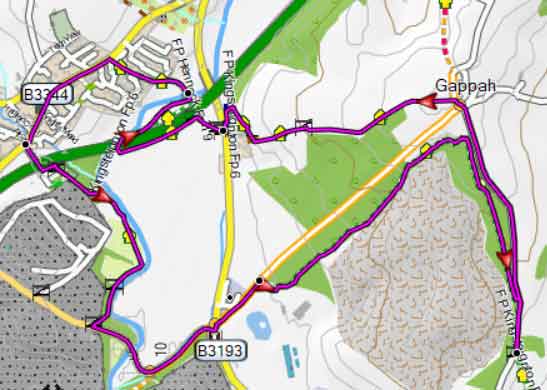 Map of Chudleigh Knighton Circular river Walk