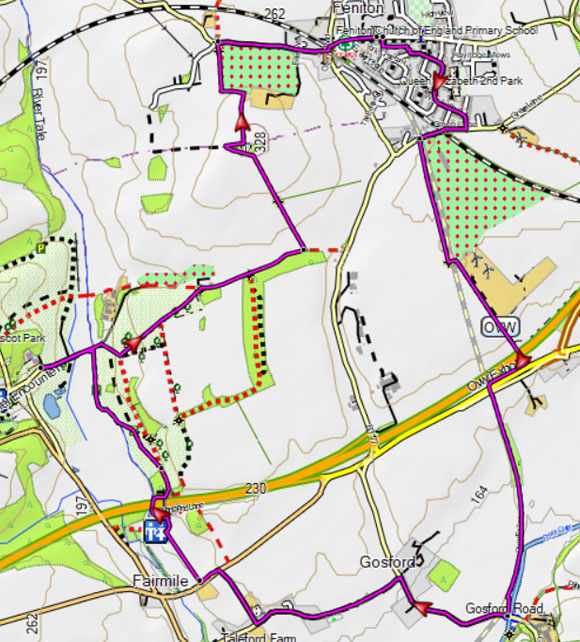 escot to Cadhay House map
