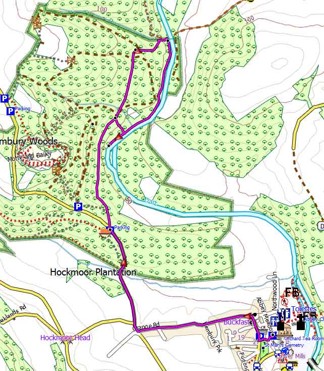 map of Hembury Woods walk