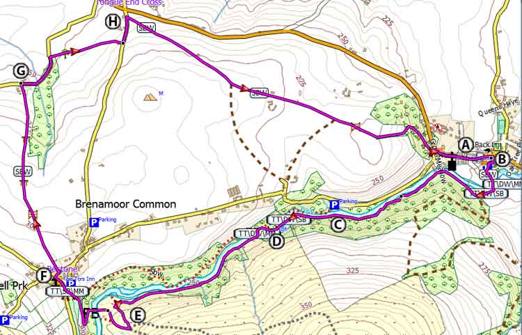 Map of Sticklepath to Belstone Walk