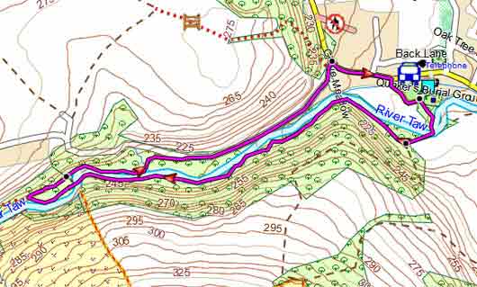 Map of Sticklepath river Taw Walk