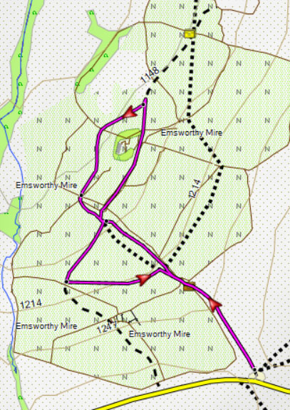 Map of Emsworthy Mire Walk