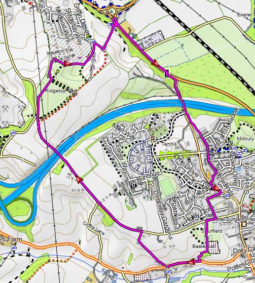 Map of Exminster to Exeter Canal Circular Walk