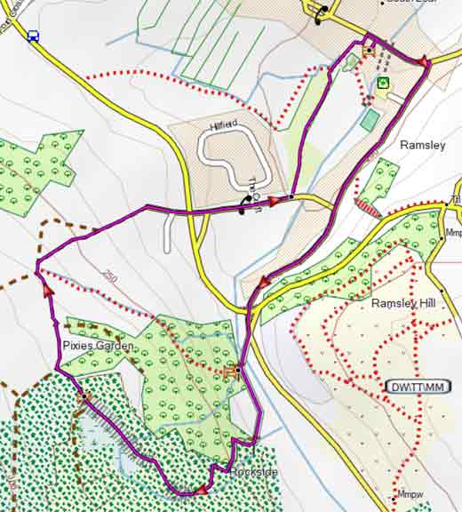 Map of South Zeal to edge of Dartmoor Walk