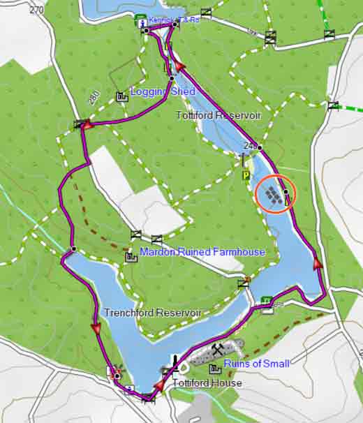 Map of Tottiford Reservoir Walk