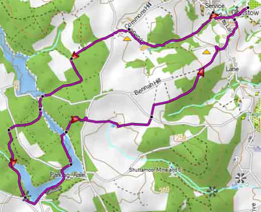 Map of Christow to Tottiford Walk