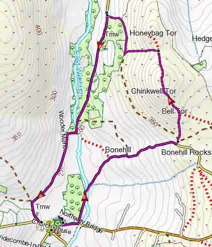 map of widecombe walk 1