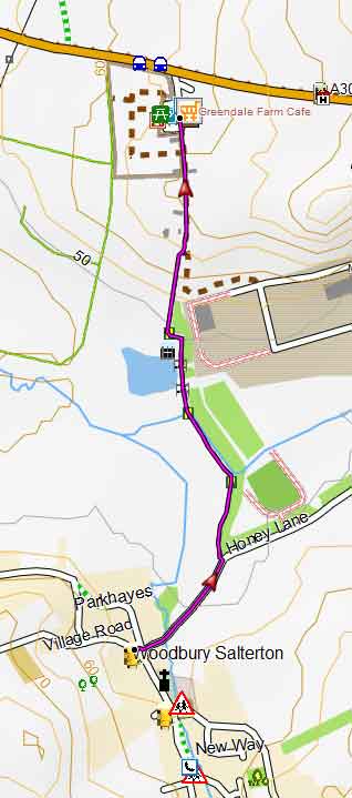 Map of Woodbury Salterton to Greendale Farm Circular Walk