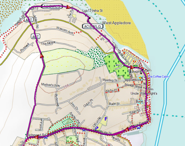 Map of Appledore Short Circular Walk