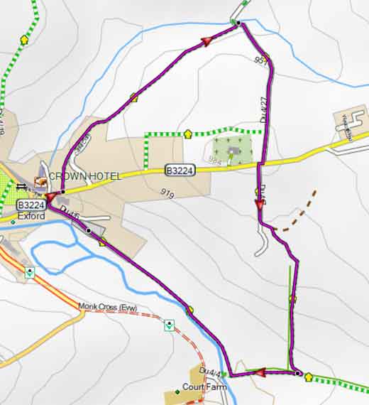 map of Exford walk 2