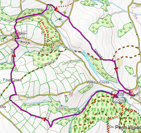 Map of Liverton to Ilsington Circular Walk