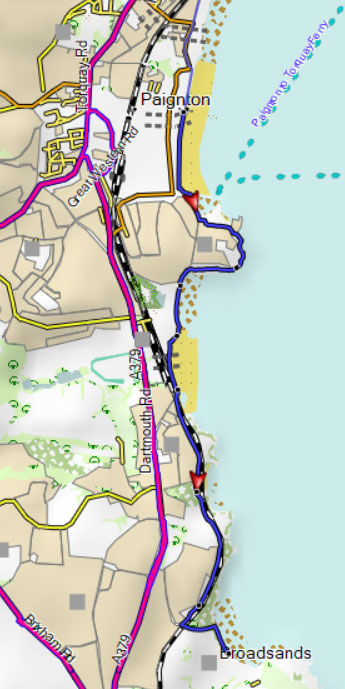 map of Paignton to Broadsands walk