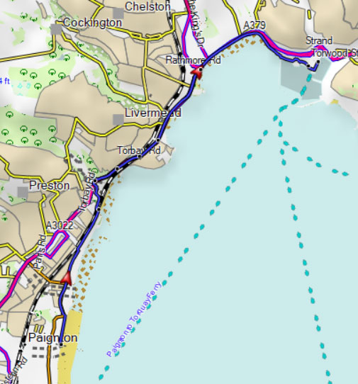 map of Paignton to Torquay walk