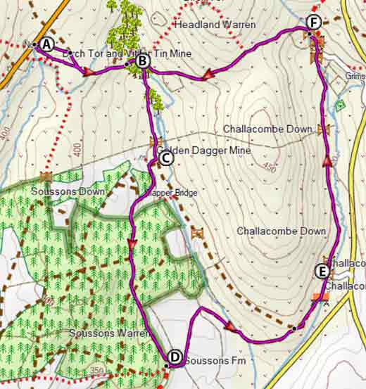 Map of Warren House Inn to Medieval Village Walk