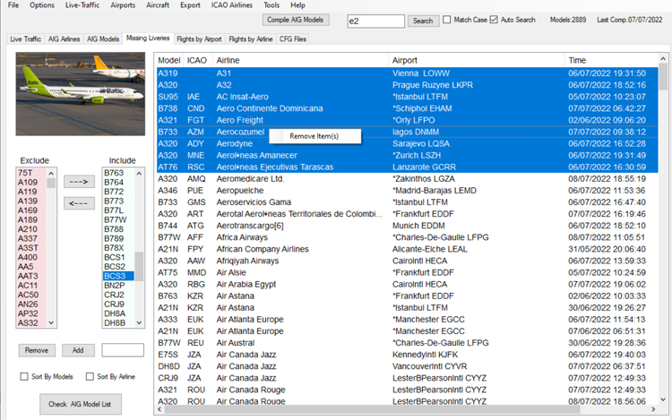 Add or Remove models you want to trace
