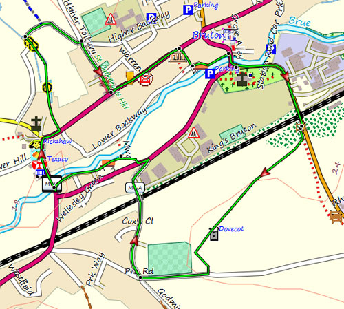 Map of Bruton to Wyke Champflower Circular Walk