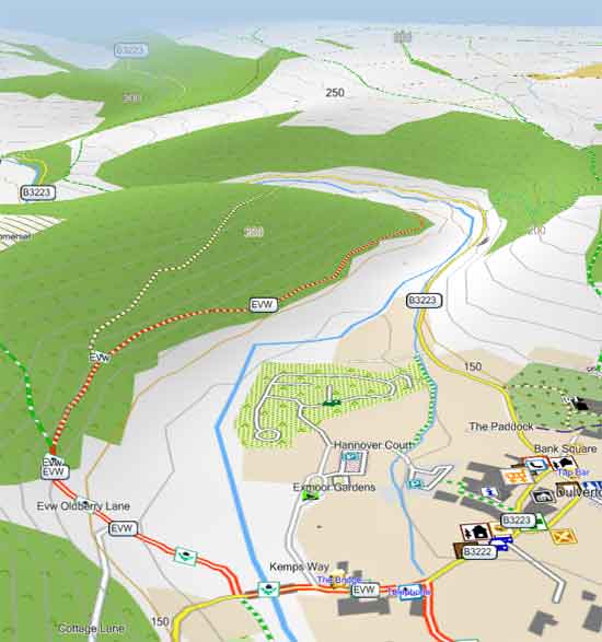 Topo map of Dunster