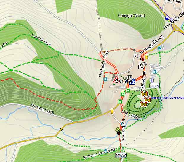 Topo map of Dunster