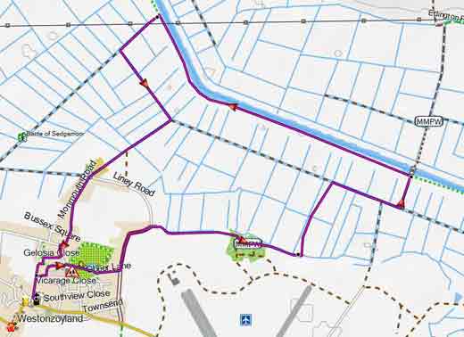 Map of Sedgemoor Battlefield Circular Walk